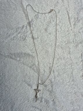 Sterling Silver Crucifix Pendant Necklace - Silver